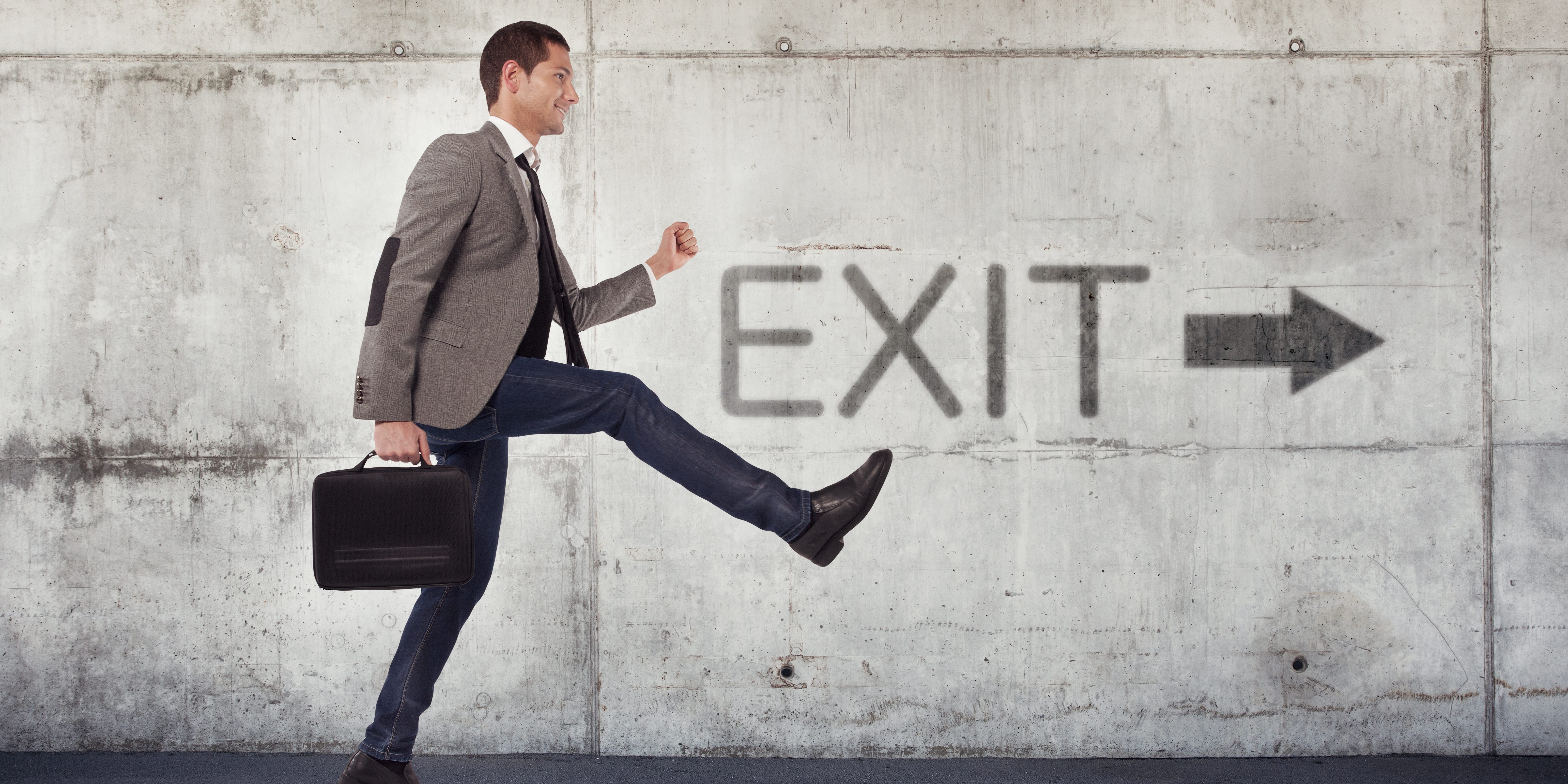 Young businessman going to the exit